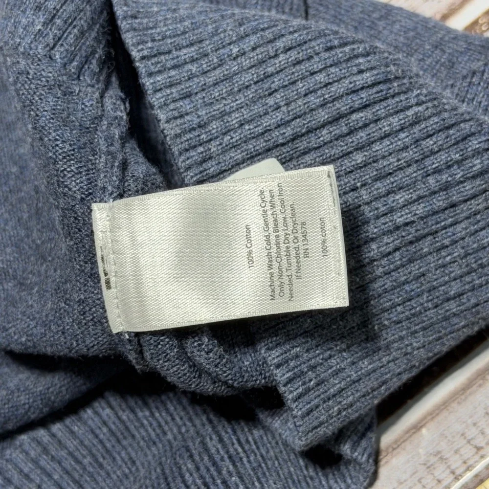 Vineyard Vines Quarter Zip Pullover Sweater Mens Medium Blue Cotton Ribbed Logo
